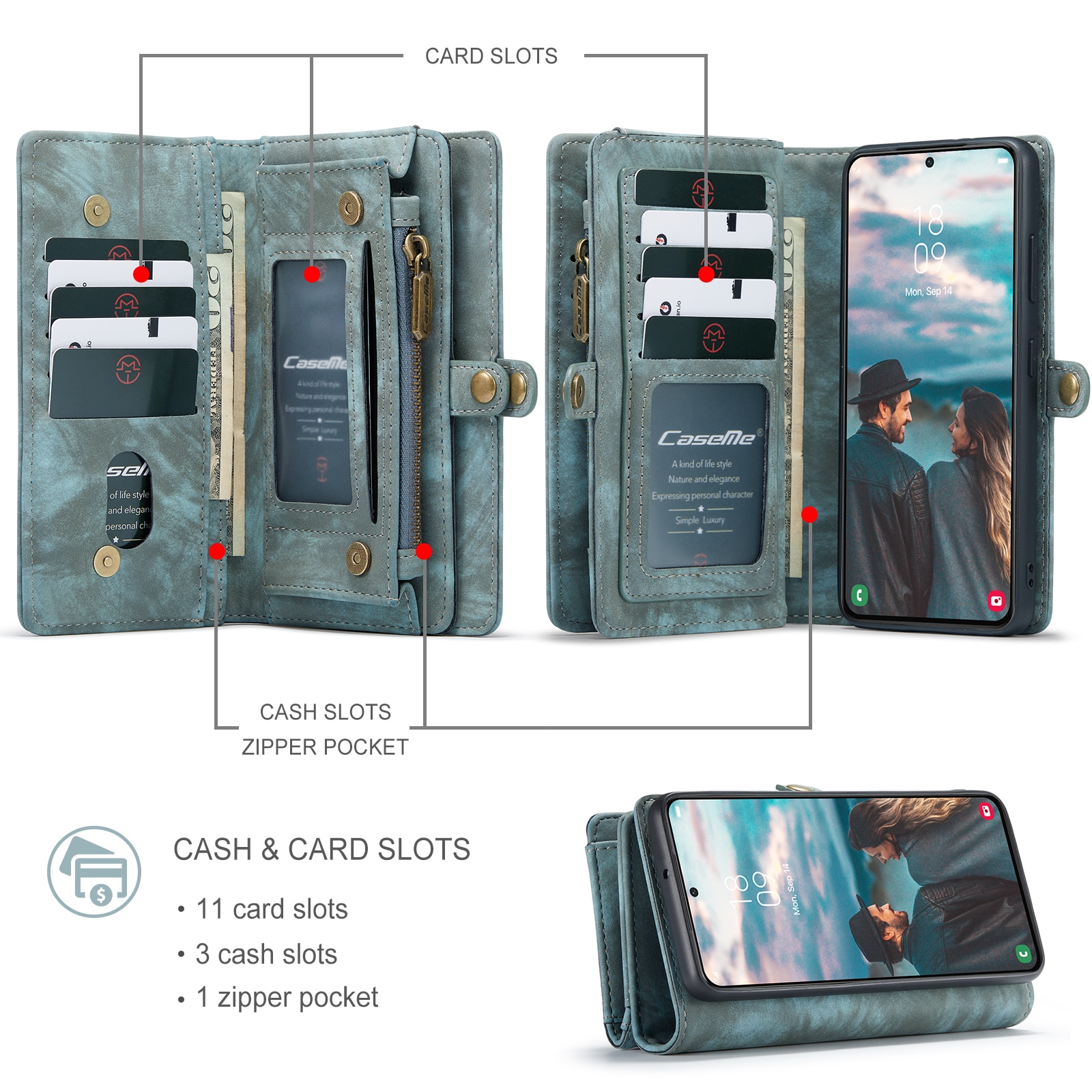 Cartera Multi-Slot Samsung Galaxy S22 Plus Azul