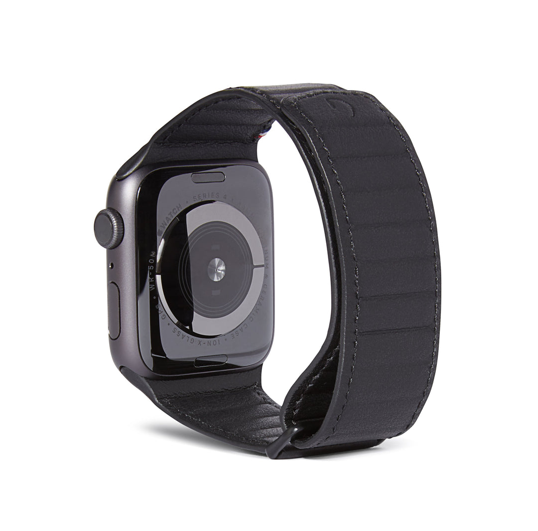 Leather Magnetic Traction Strap Apple Watch 45mm Series 7 Black