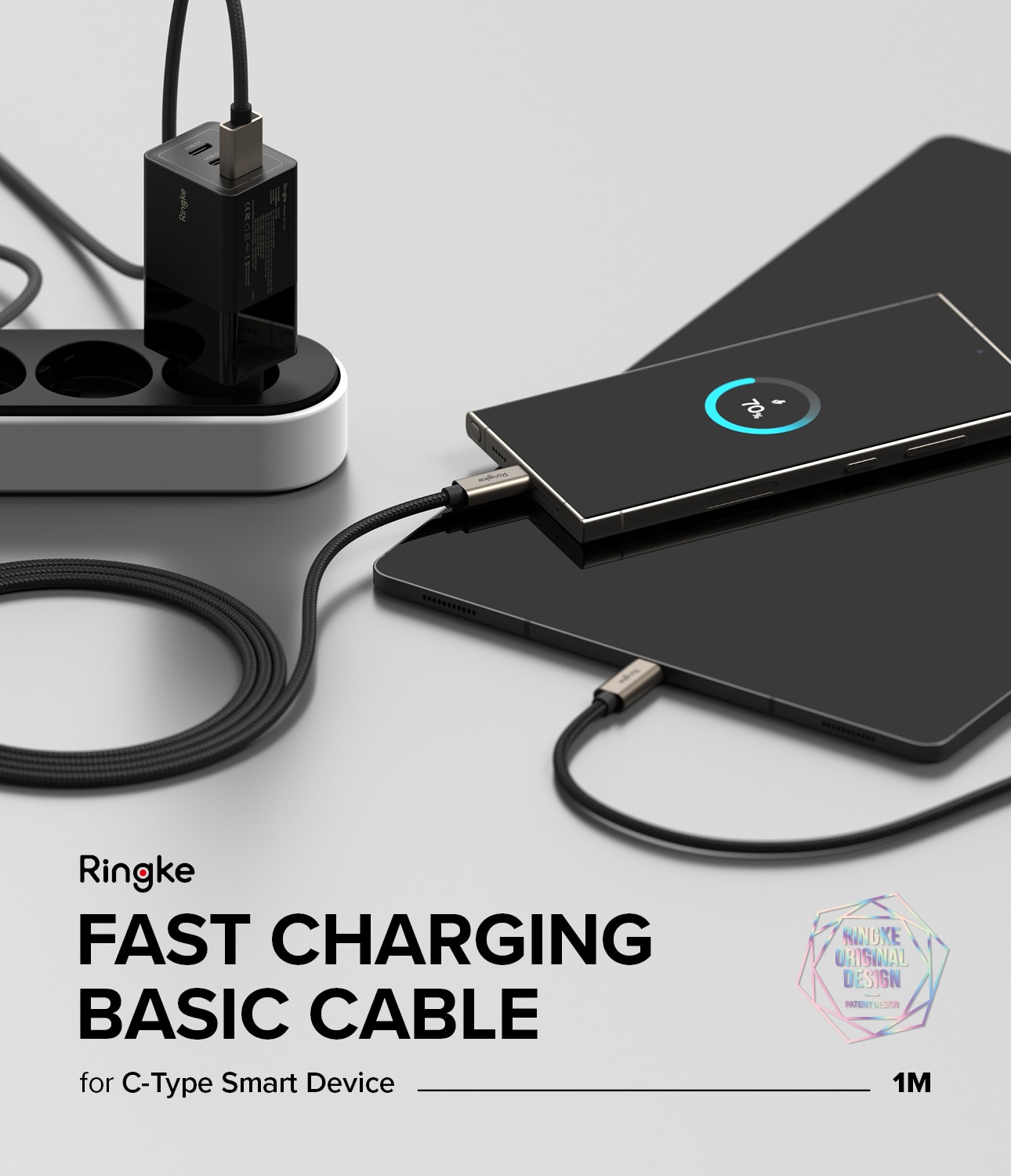 Fast Charging Basic Cable USB-A -> USB-C 1m, negro