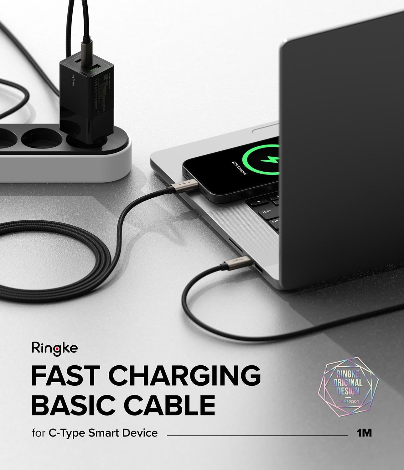 Fast Charging Basic Cable USB-C -> USB-C 1m, negro