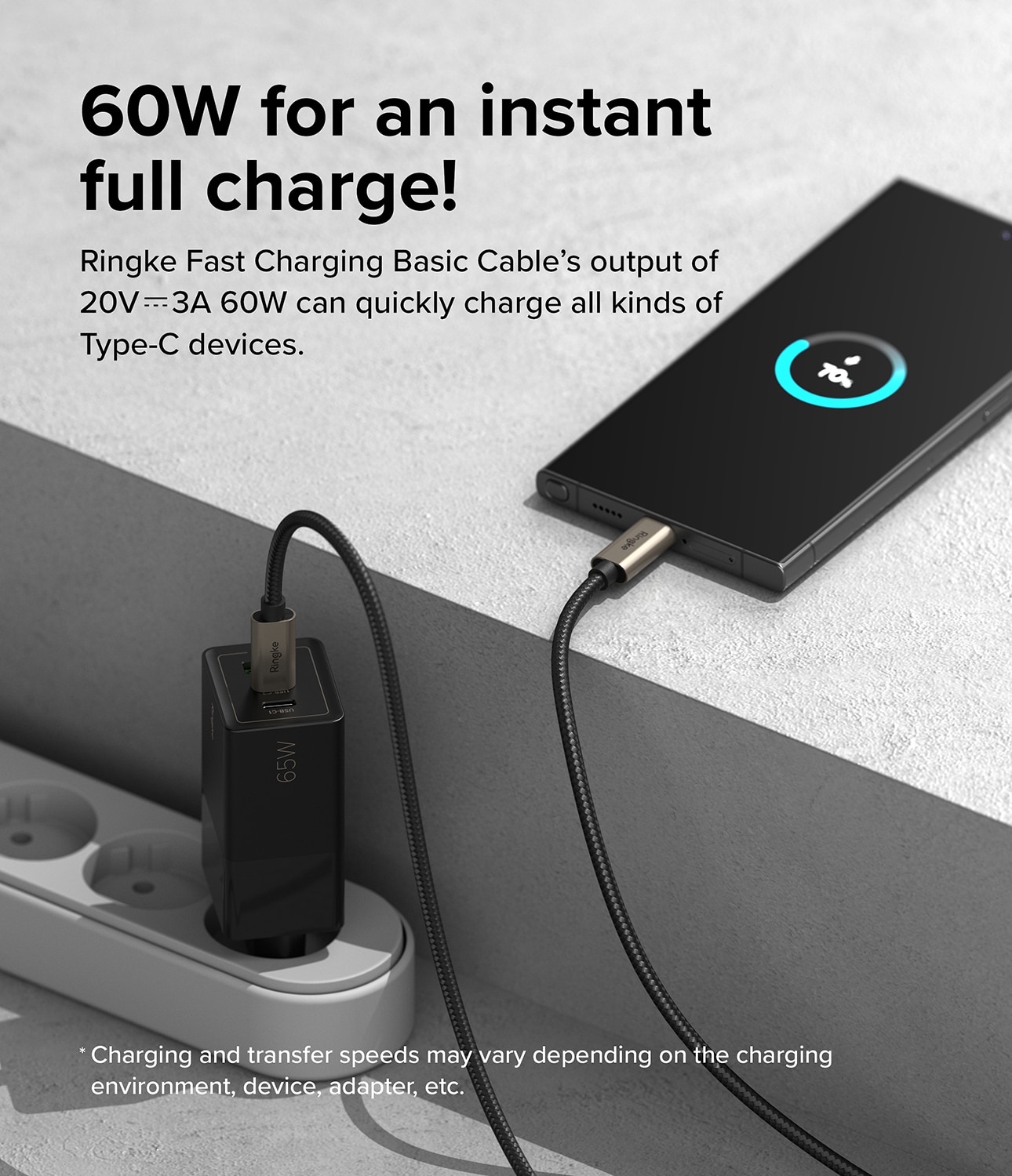 Fast Charging Basic Cable USB-C -> USB-C 1m, negro