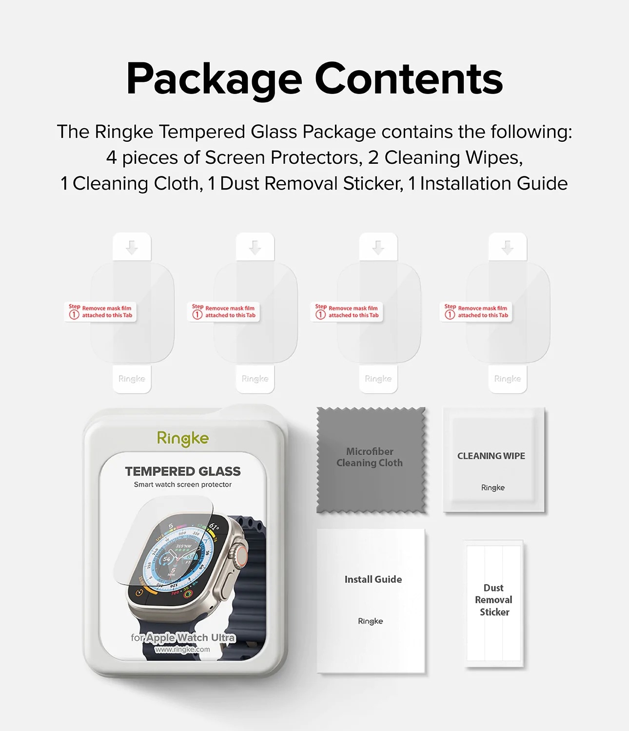 Screen Tempered Glass (4 piezas) Apple Watch Ultra 2 49mm
