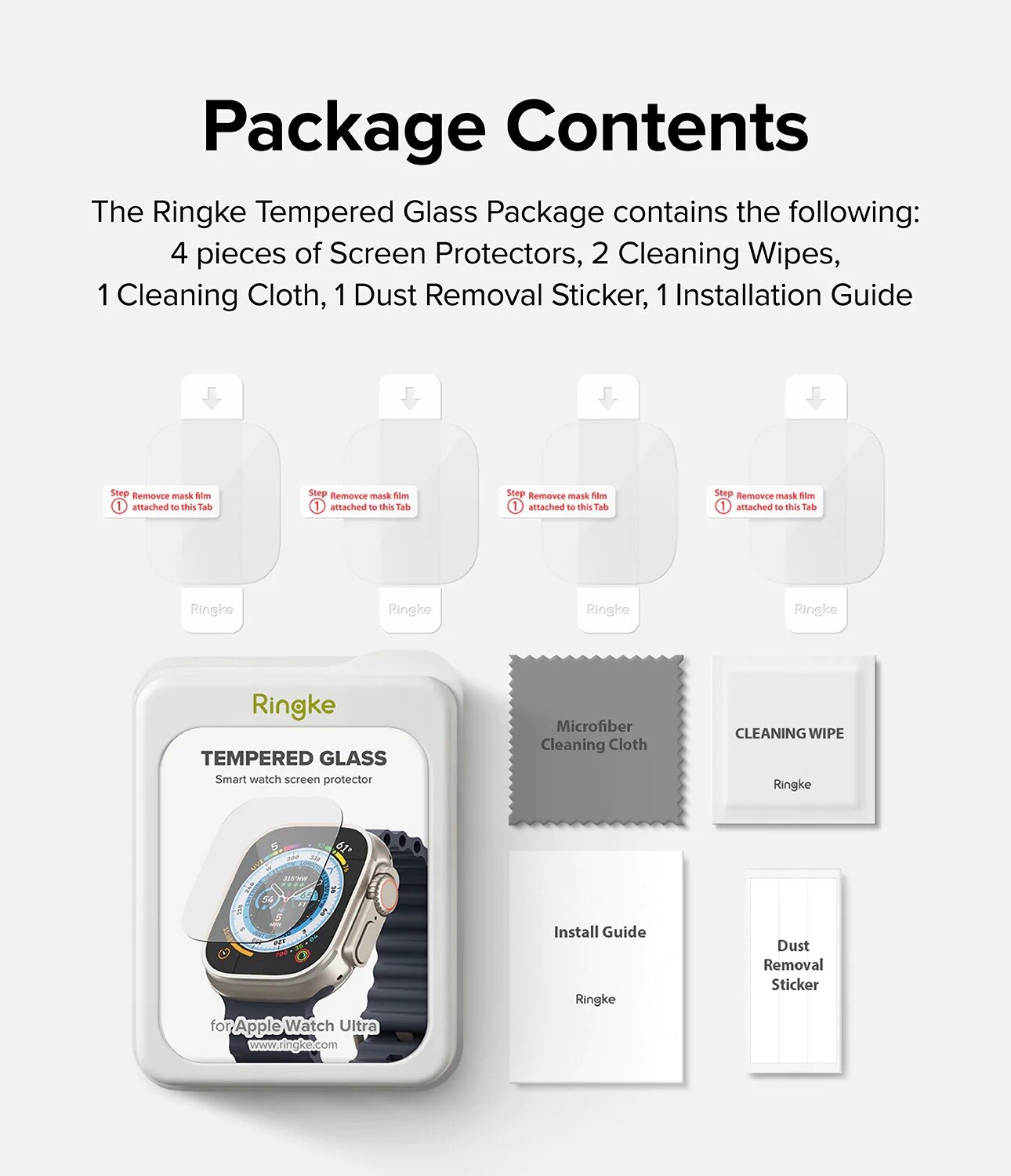 Screen Tempered Glass (4-pack) Apple Watch Ultra 49mm 2nd Gen