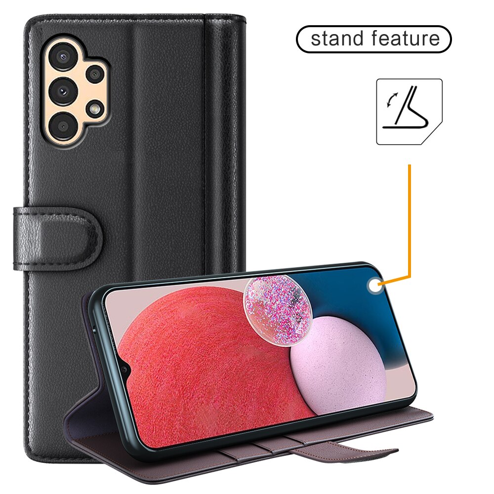 Funda de cuero genuino Samsung Galaxy A13, Negro