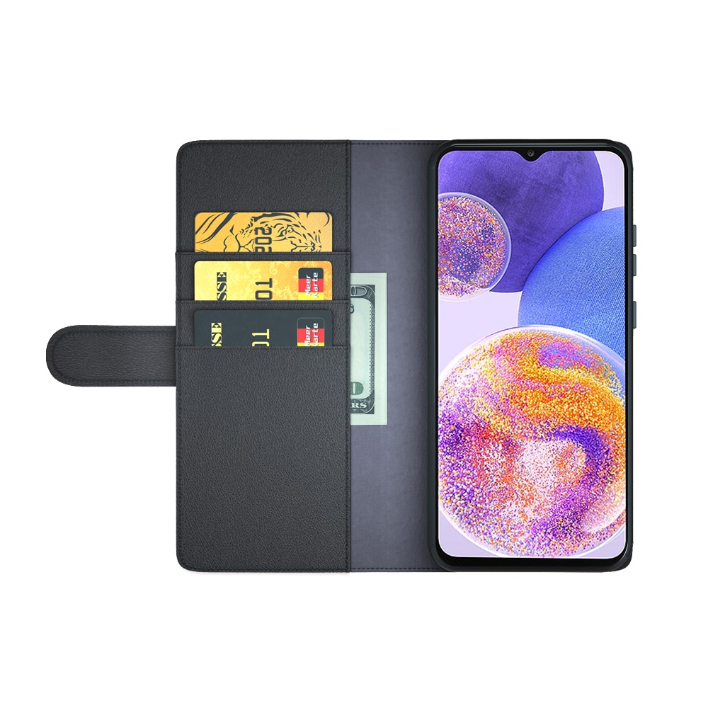 Funda de cuero genuino Samsung Galaxy A23, Negro