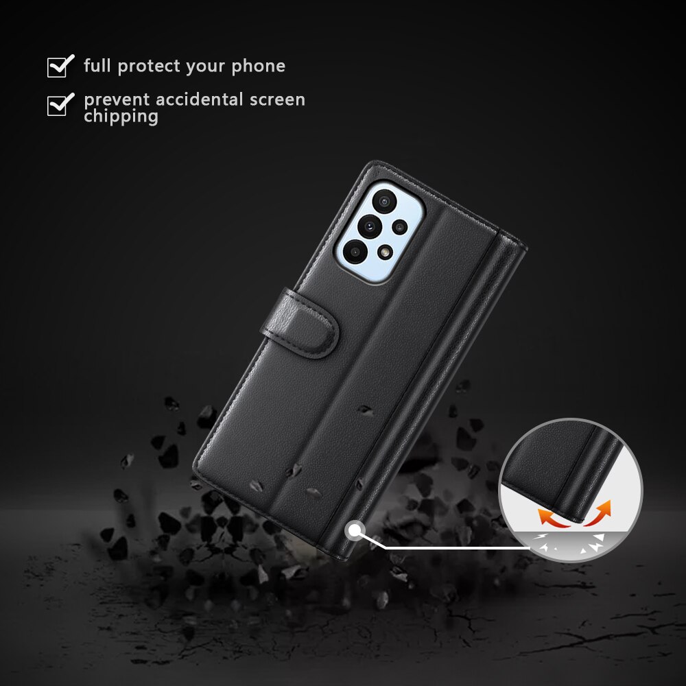 Funda de cuero genuino Samsung Galaxy A23, Negro