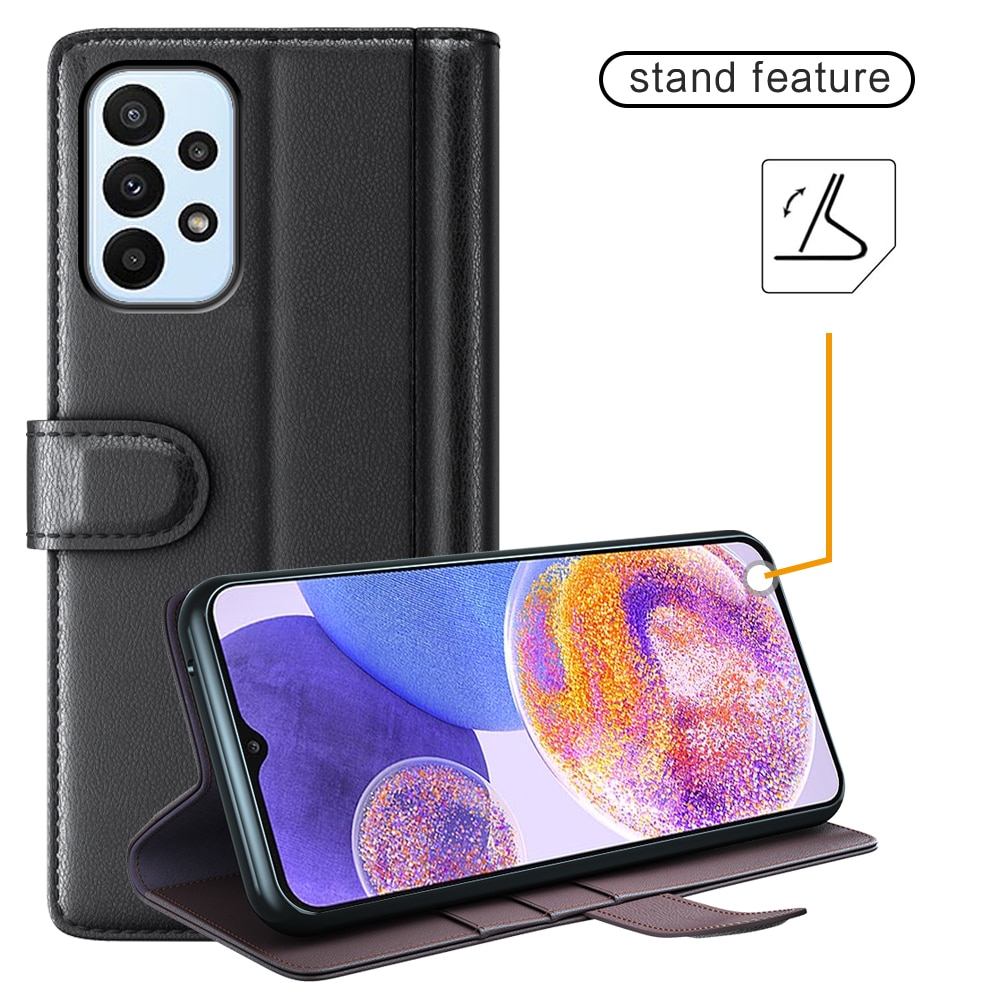 Funda de cuero genuino Samsung Galaxy A23, Negro