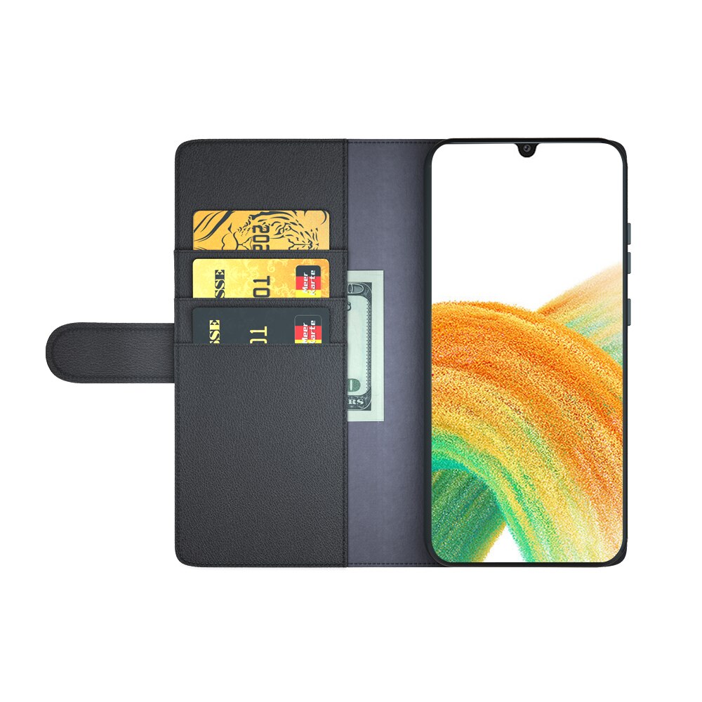 Funda de cuero genuino Samsung Galaxy A33, Negro