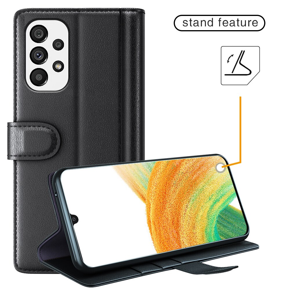 Funda de cuero genuino Samsung Galaxy A33, Negro