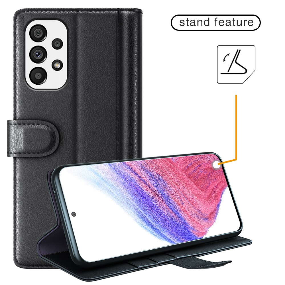 Funda de cuero genuino Samsung Galaxy A53, Negro