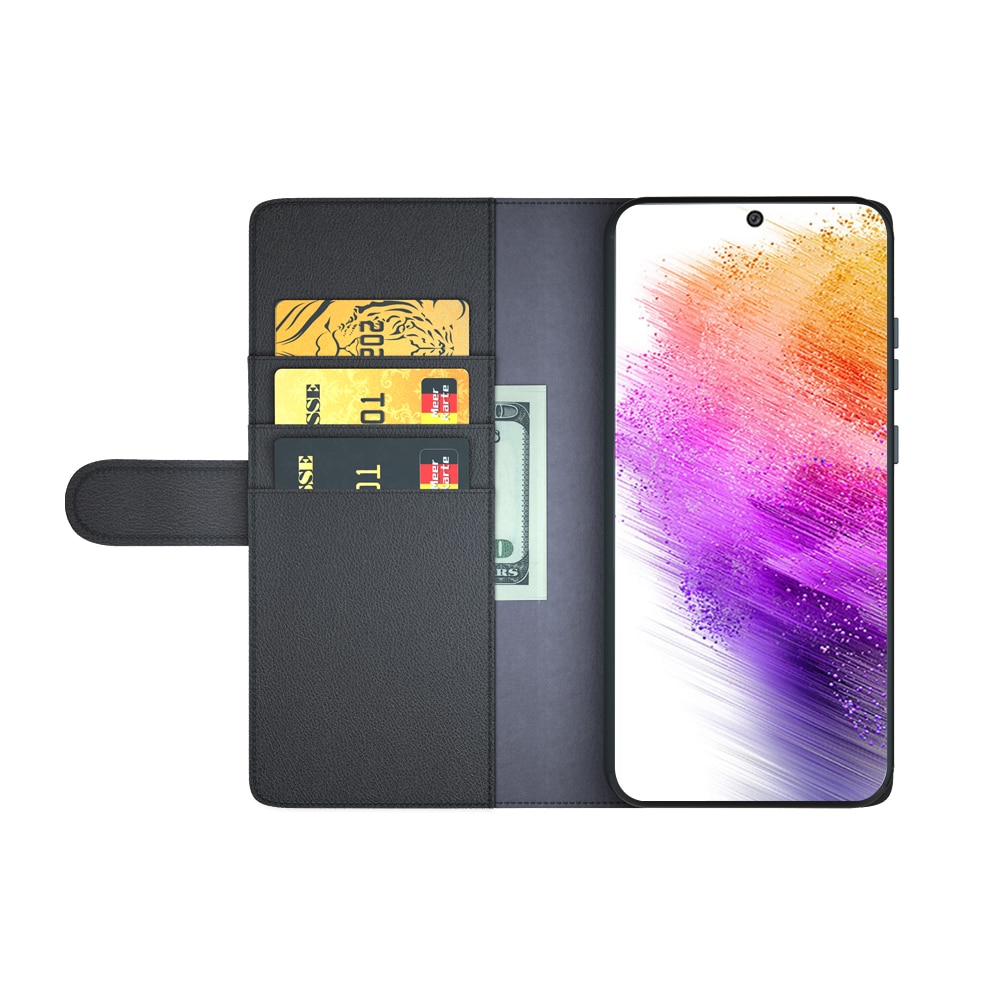 Funda de cuero genuino Samsung Galaxy A73 5G, Negro