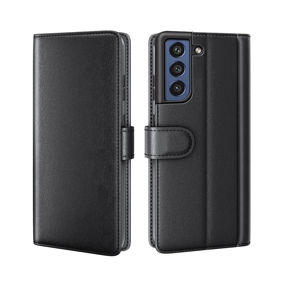 Funda de cuero genuino Samsung Galaxy S21 FE, Negro