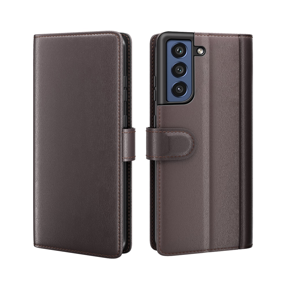 Funda de cuero genuino Samsung Galaxy S21 FE, Marrón