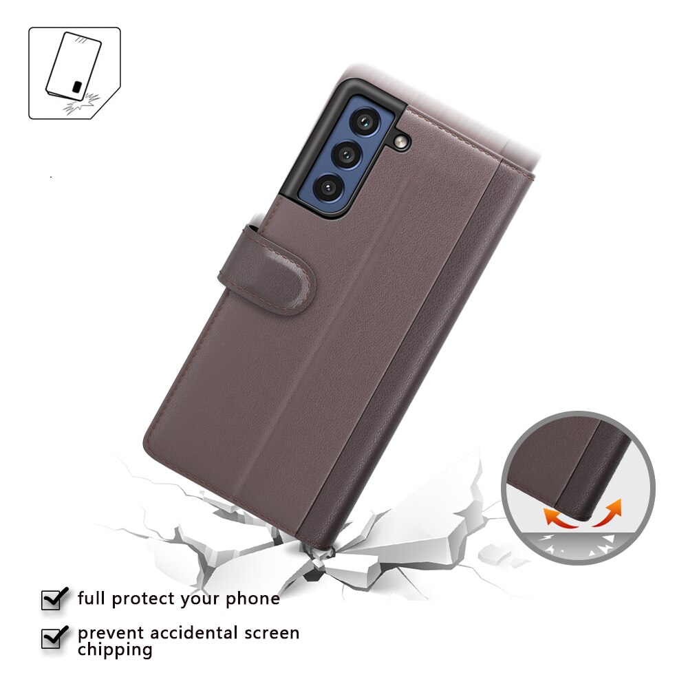Funda de cuero genuino Samsung Galaxy S21 FE, Marrón