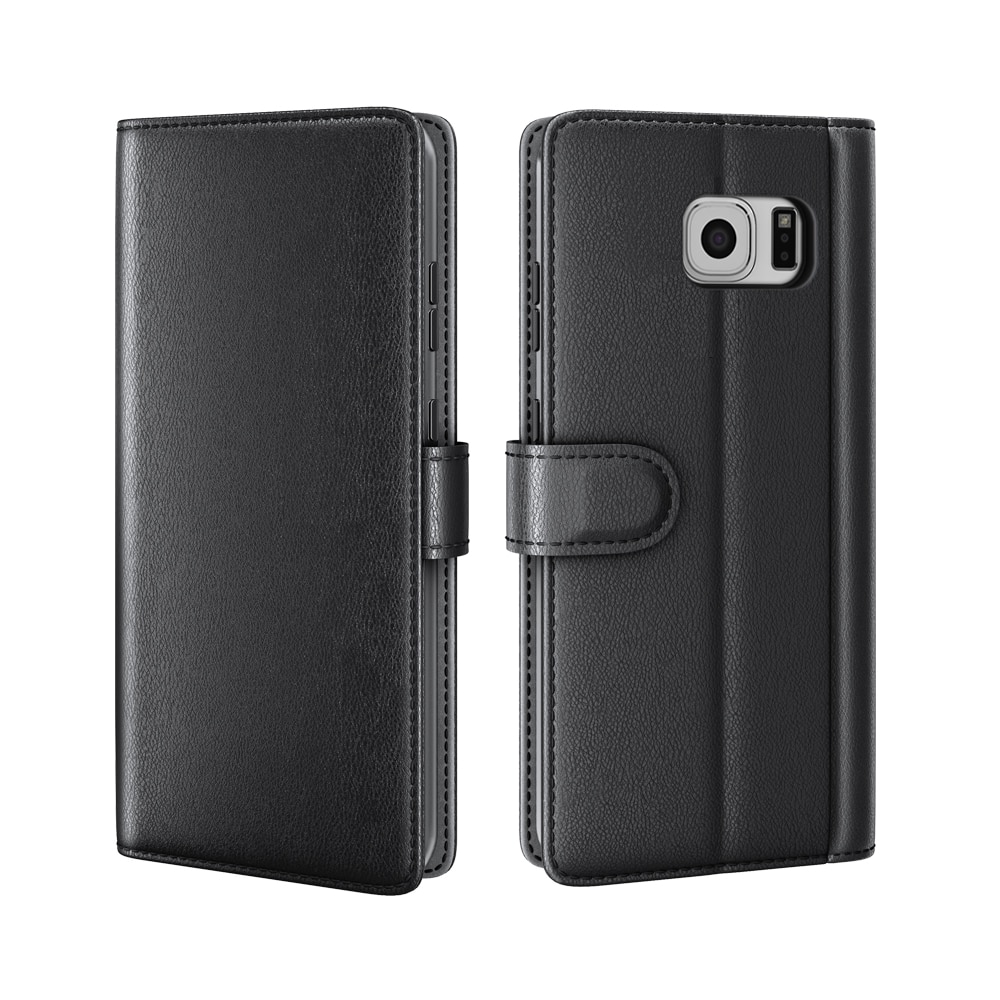 Funda de cuero genuino Samsung Galaxy S6, negro