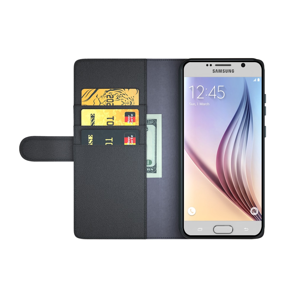 Funda de cuero genuino Samsung Galaxy S6 Edge, Negro