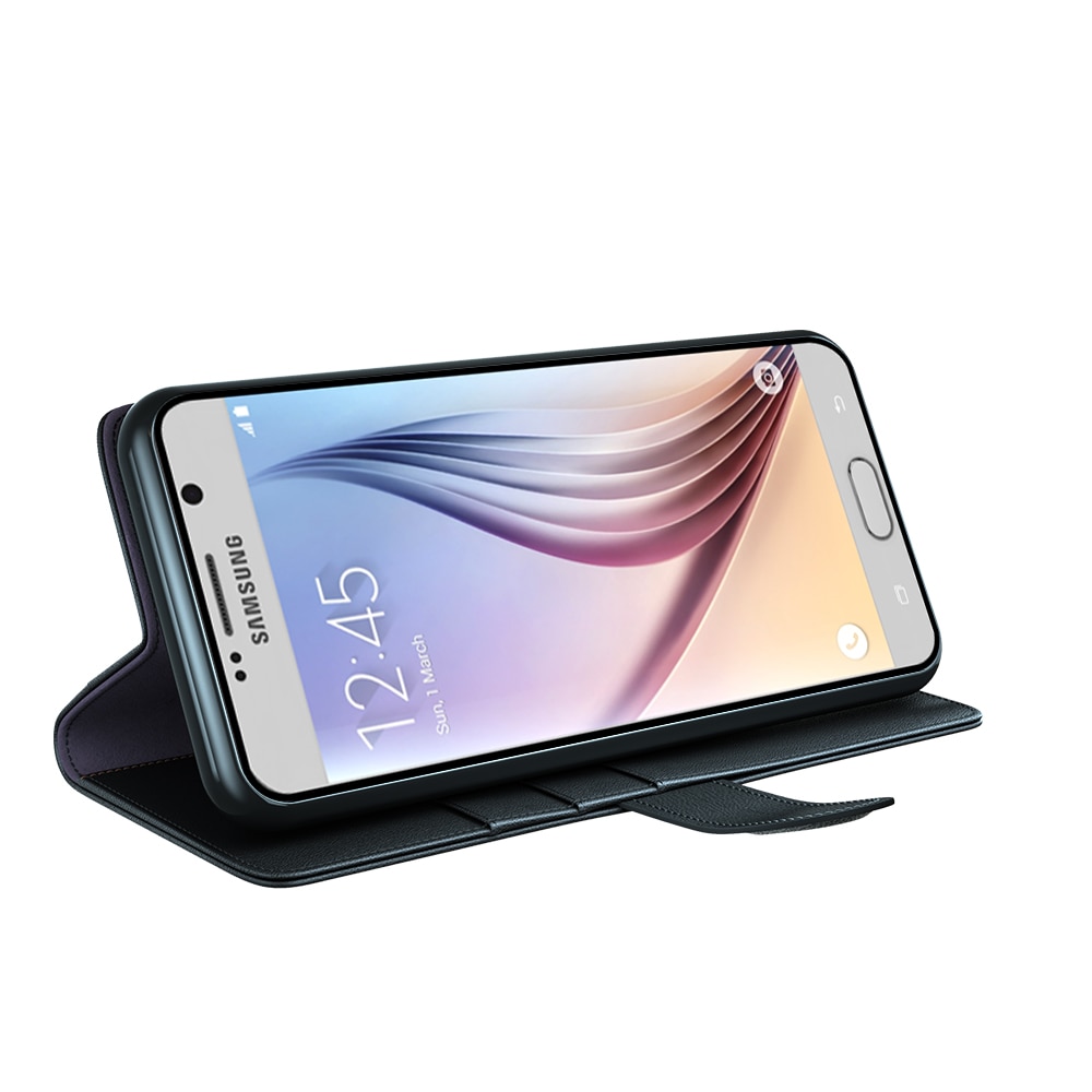 Funda de cuero genuino Samsung Galaxy S6, negro