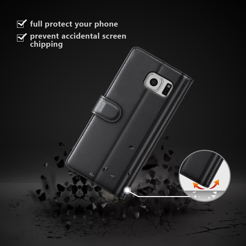 Funda de cuero genuino Samsung Galaxy S6 Edge, Negro