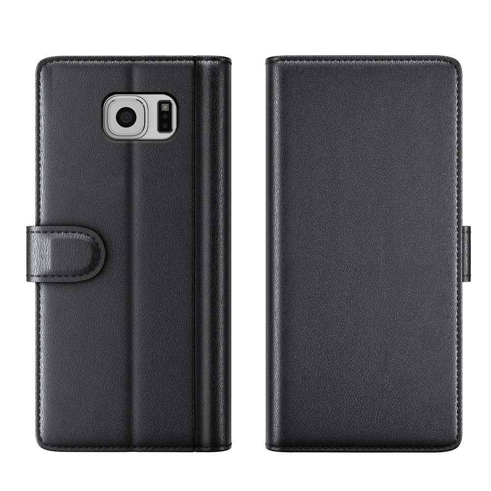 Funda de cuero genuino Samsung Galaxy S6 Edge Plus, negro