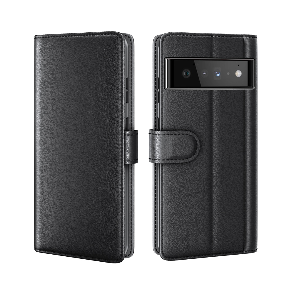 Funda de cuero genuino Google Pixel 6, negro