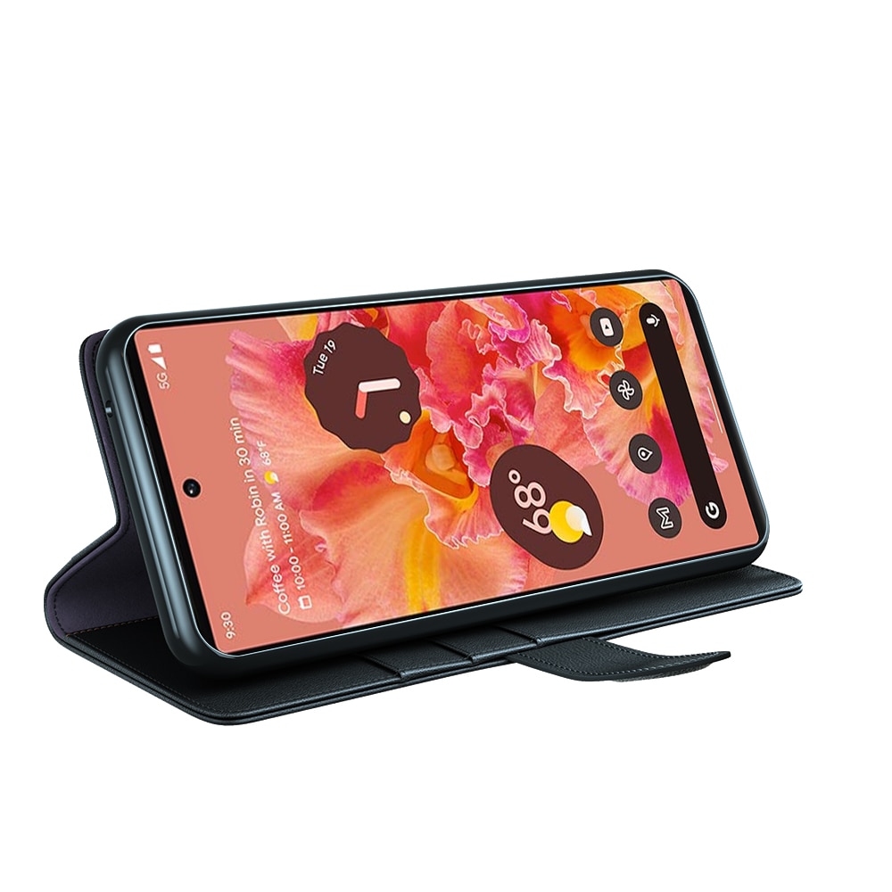 Funda de cuero genuino Google Pixel 6 Pro, Negro