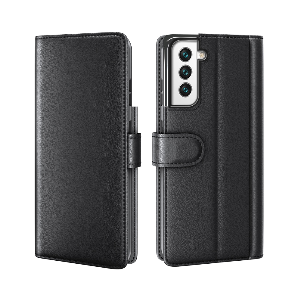 Funda de cuero genuino Samsung Galaxy S22 Plus, Negro