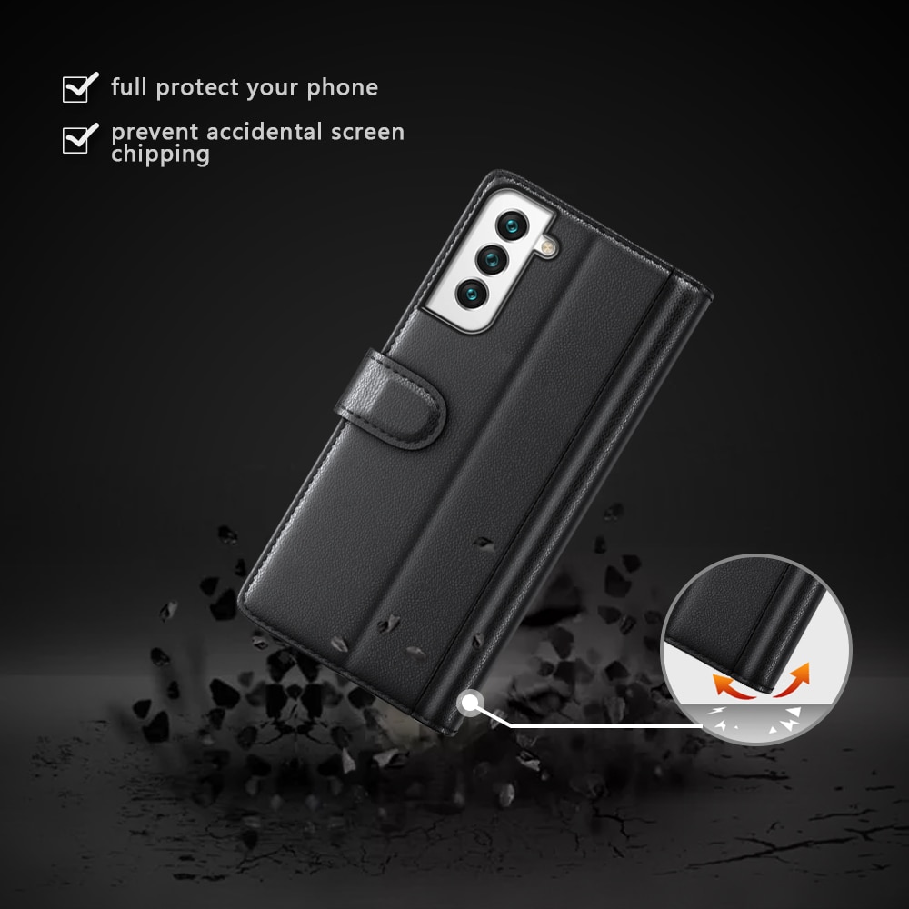 Funda de cuero genuino Samsung Galaxy S22, Negro