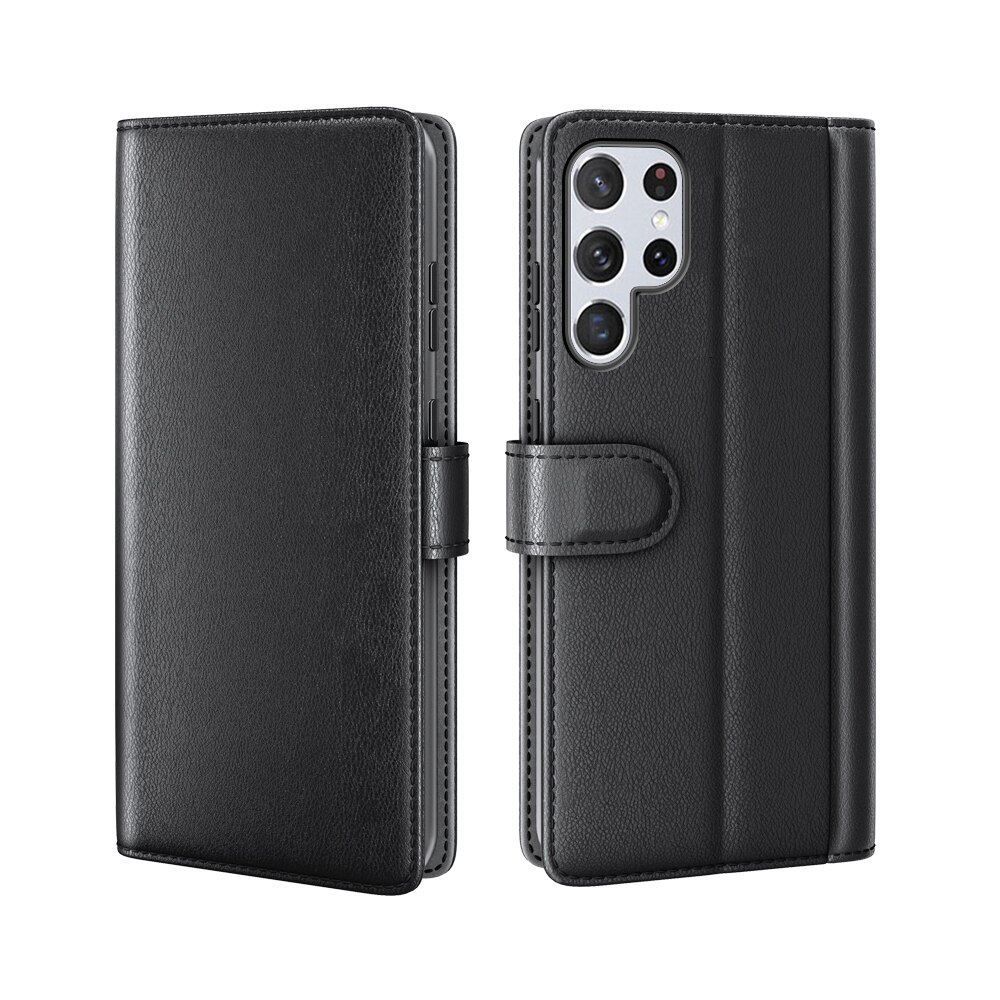 Funda de cuero genuino Samsung Galaxy S22 Ultra, Negro
