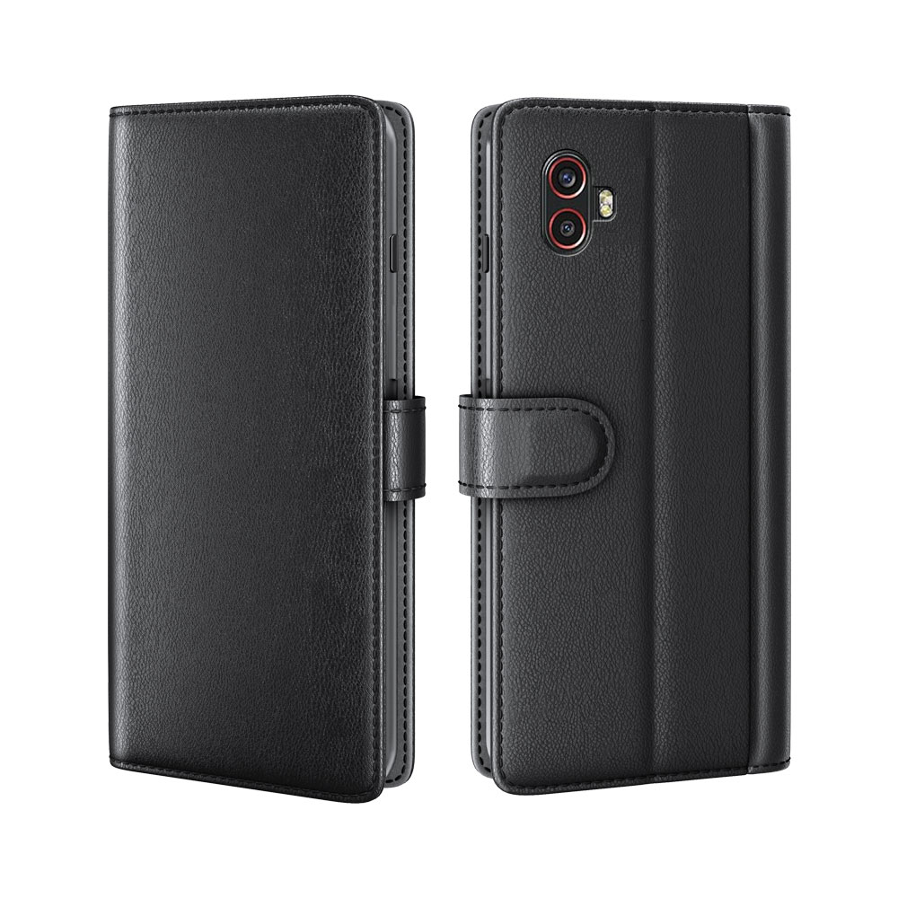 Funda de cuero genuino Samsung Galaxy Xcover 6 Pro, Negro