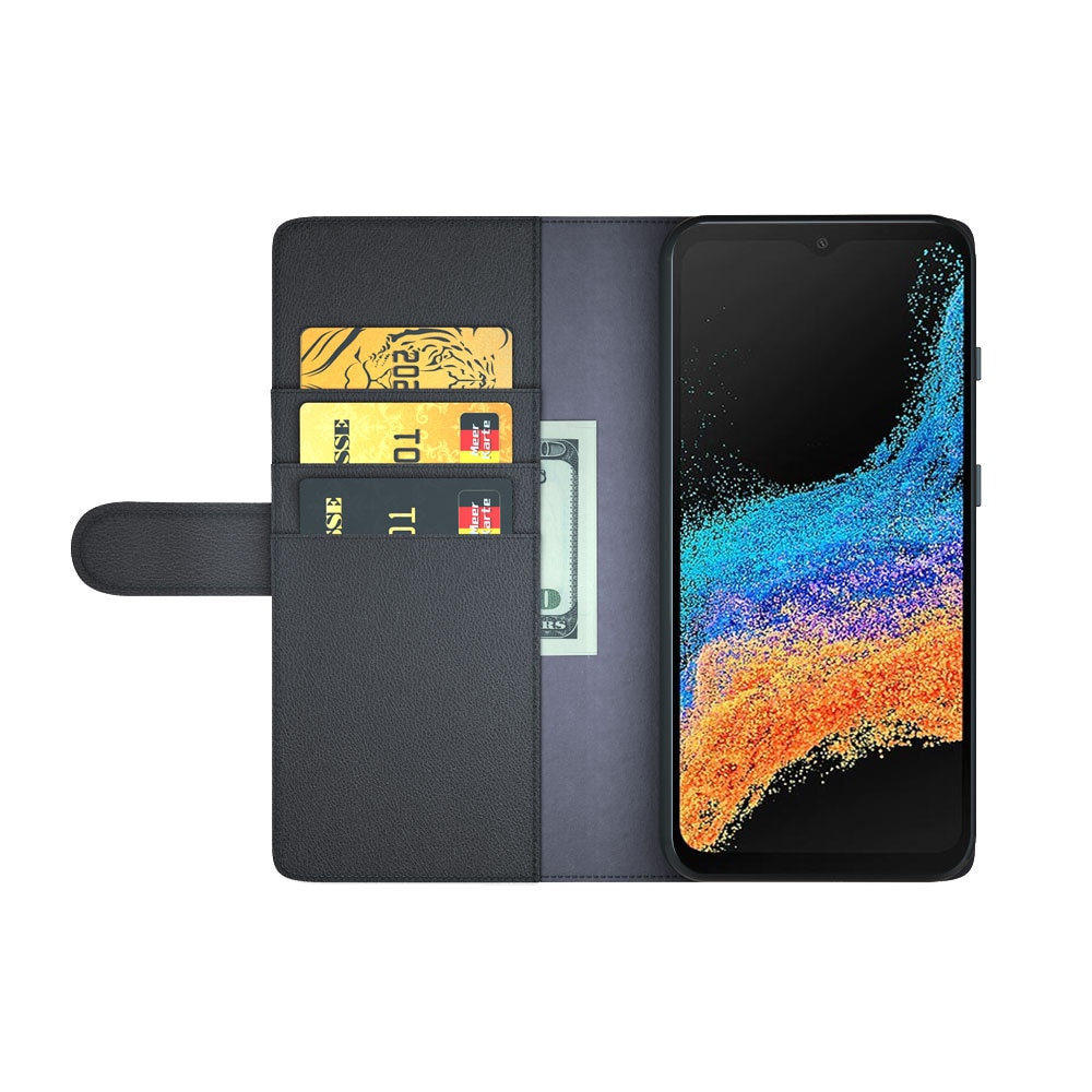 Funda de cuero genuino Samsung Galaxy Xcover 6 Pro, Negro