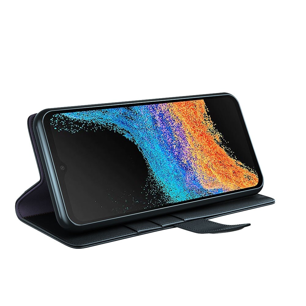 Funda de cuero genuino Samsung Galaxy Xcover 6 Pro, Negro