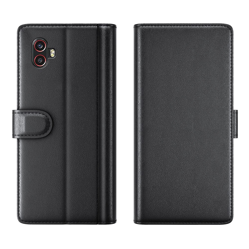 Funda de cuero genuino Samsung Galaxy Xcover 6 Pro, Negro