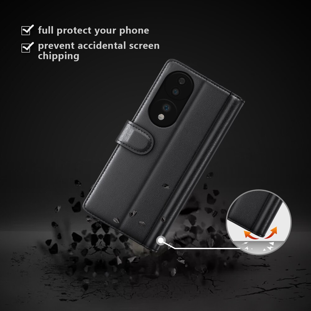 Funda de cuero genuino  Honor 70, Negro