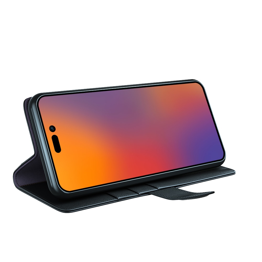 Funda de cuero genuino iPhone 14 Pro Max, Negro