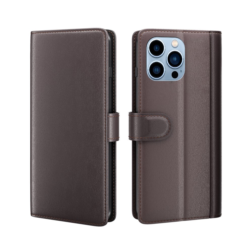 Funda de cuero genuino iPhone 14 Pro Max, Marrón