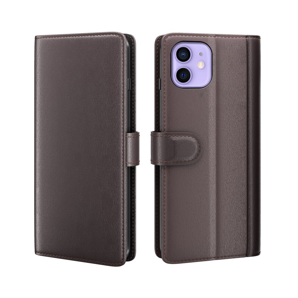 Funda de cuero genuino iPhone 12/iPhone 12 Pro, Marrón