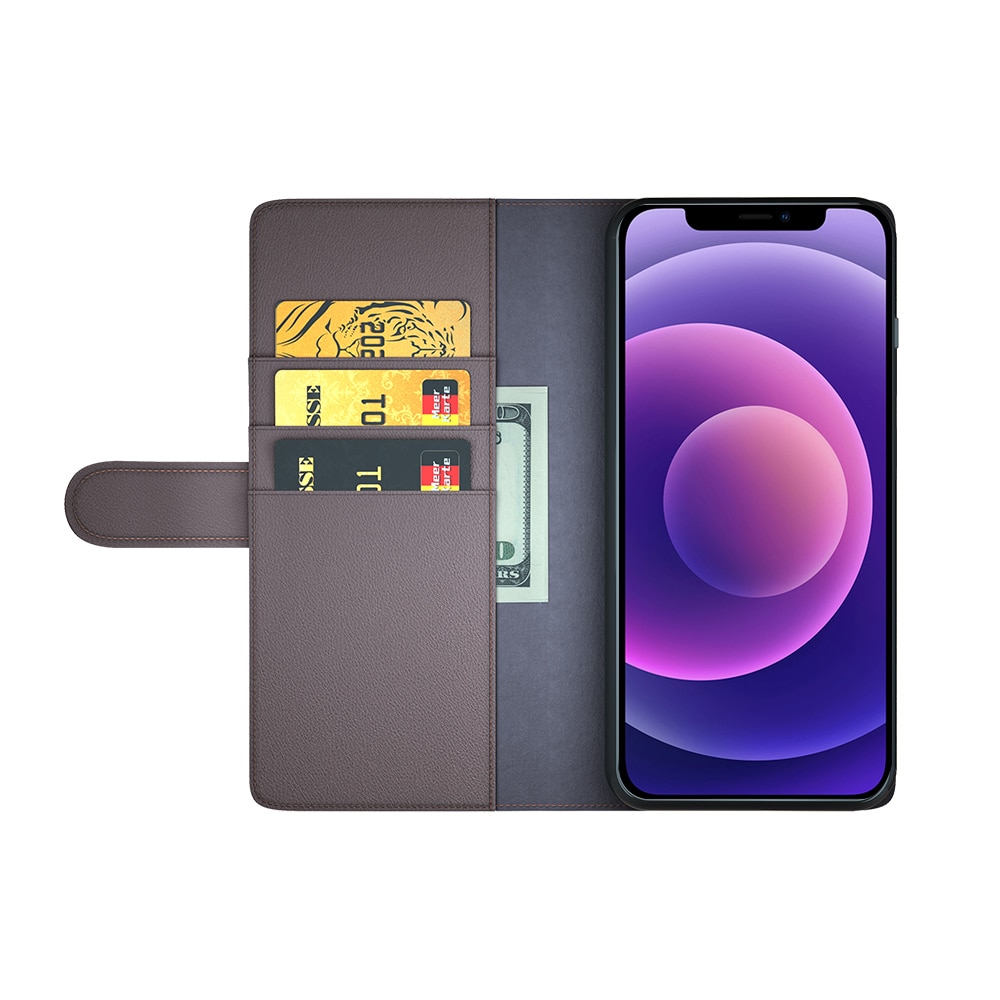 Funda de cuero genuino iPhone 12/iPhone 12 Pro, Marrón