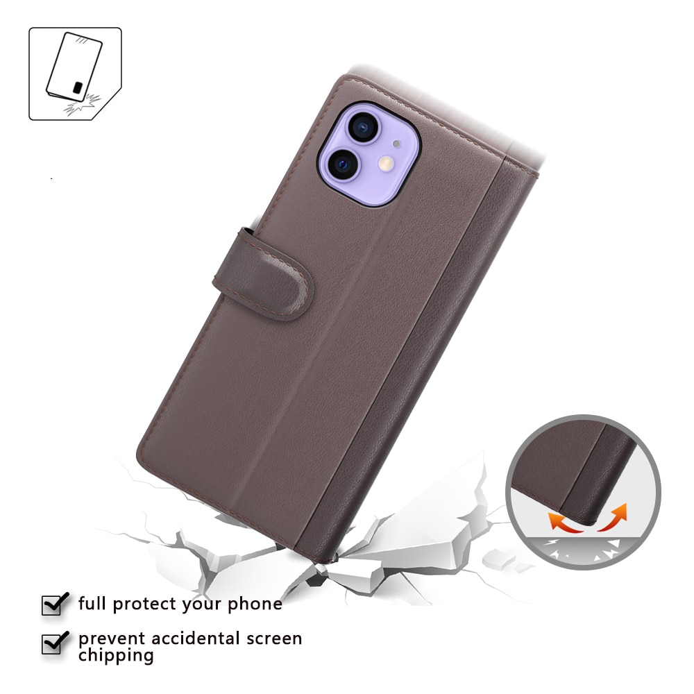 Funda de cuero genuino iPhone 12/iPhone 12 Pro, Marrón