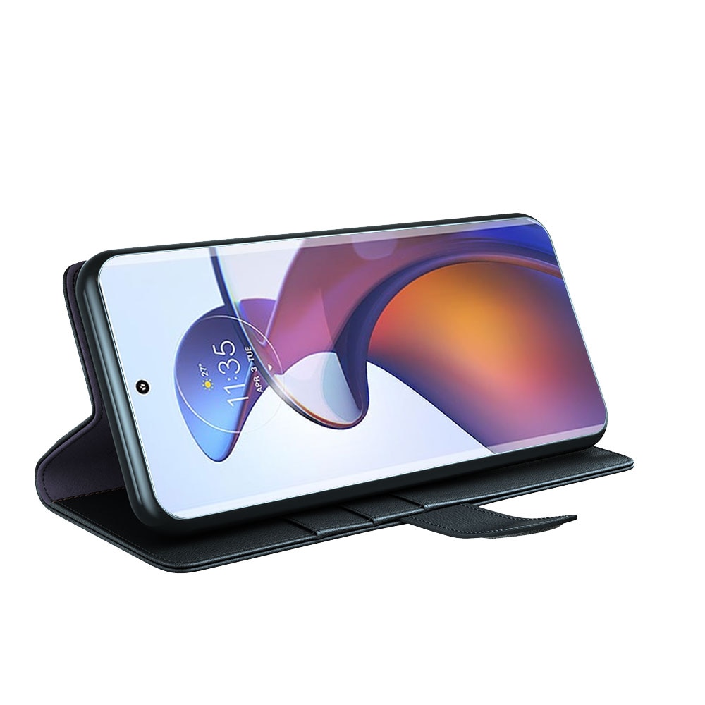 Funda de cuero genuino Motorola Edge 30 Fusion, Negro