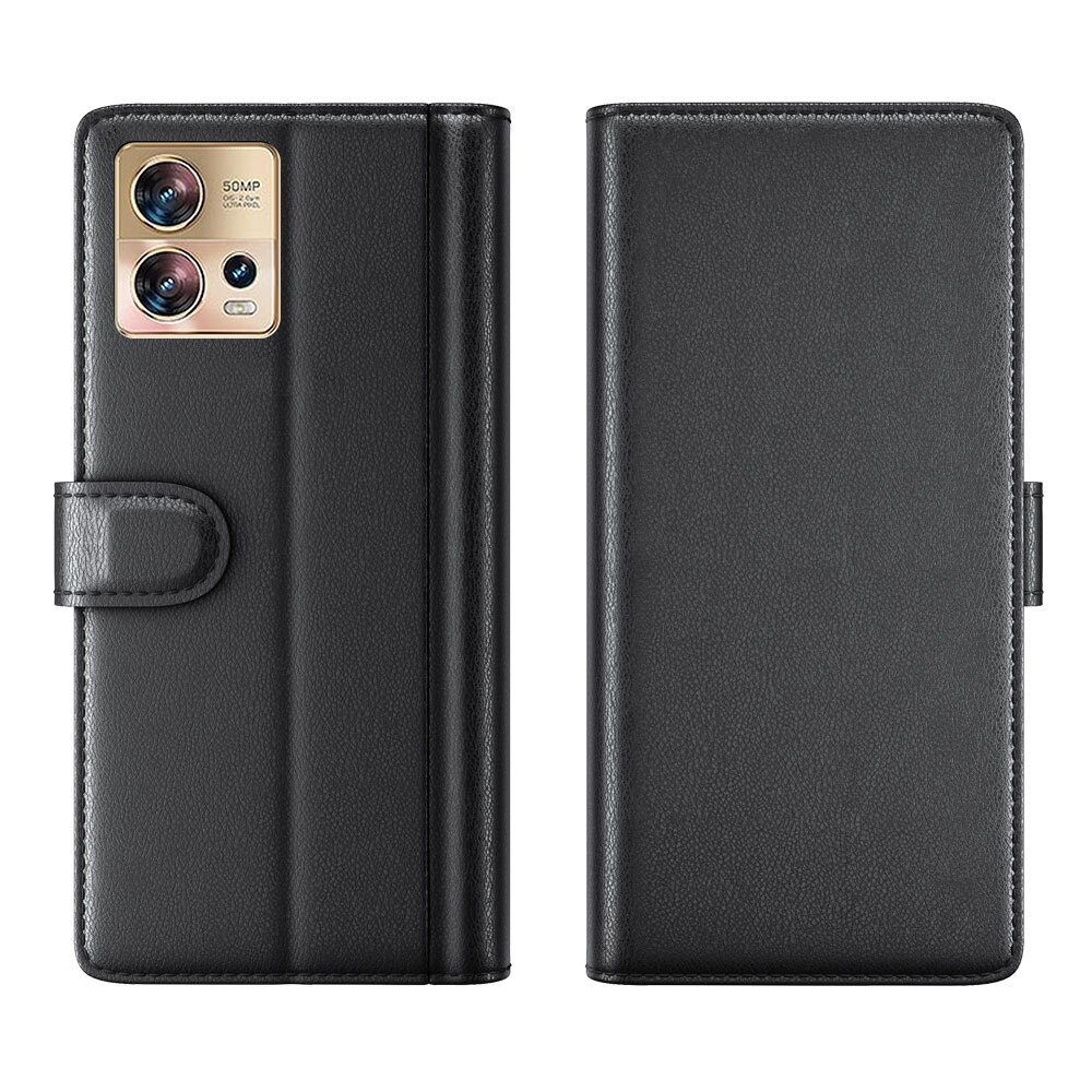 Funda de cuero genuino Motorola Edge 30 Fusion, Negro