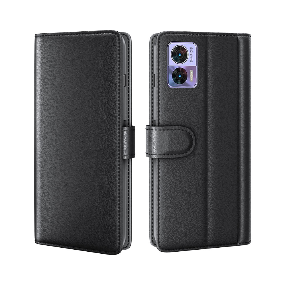 Funda de cuero genuino Motorola Edge 30 Neo, Negro