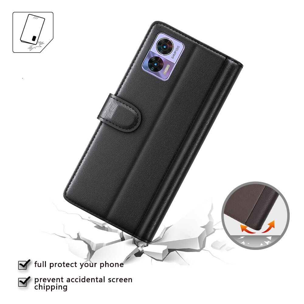 Funda de cuero genuino Motorola Edge 30 Neo, Negro