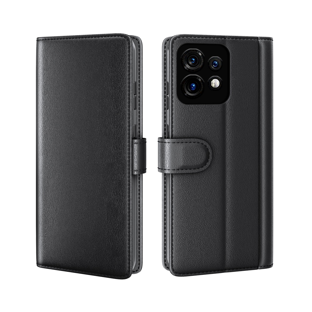 Funda de cuero genuino Motorola Edge 40 Pro, Negro