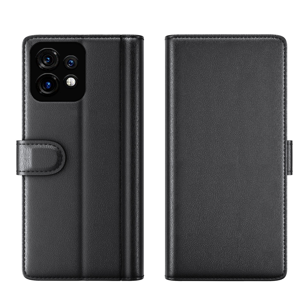 Funda de cuero genuino Motorola Edge 40 Pro, Negro