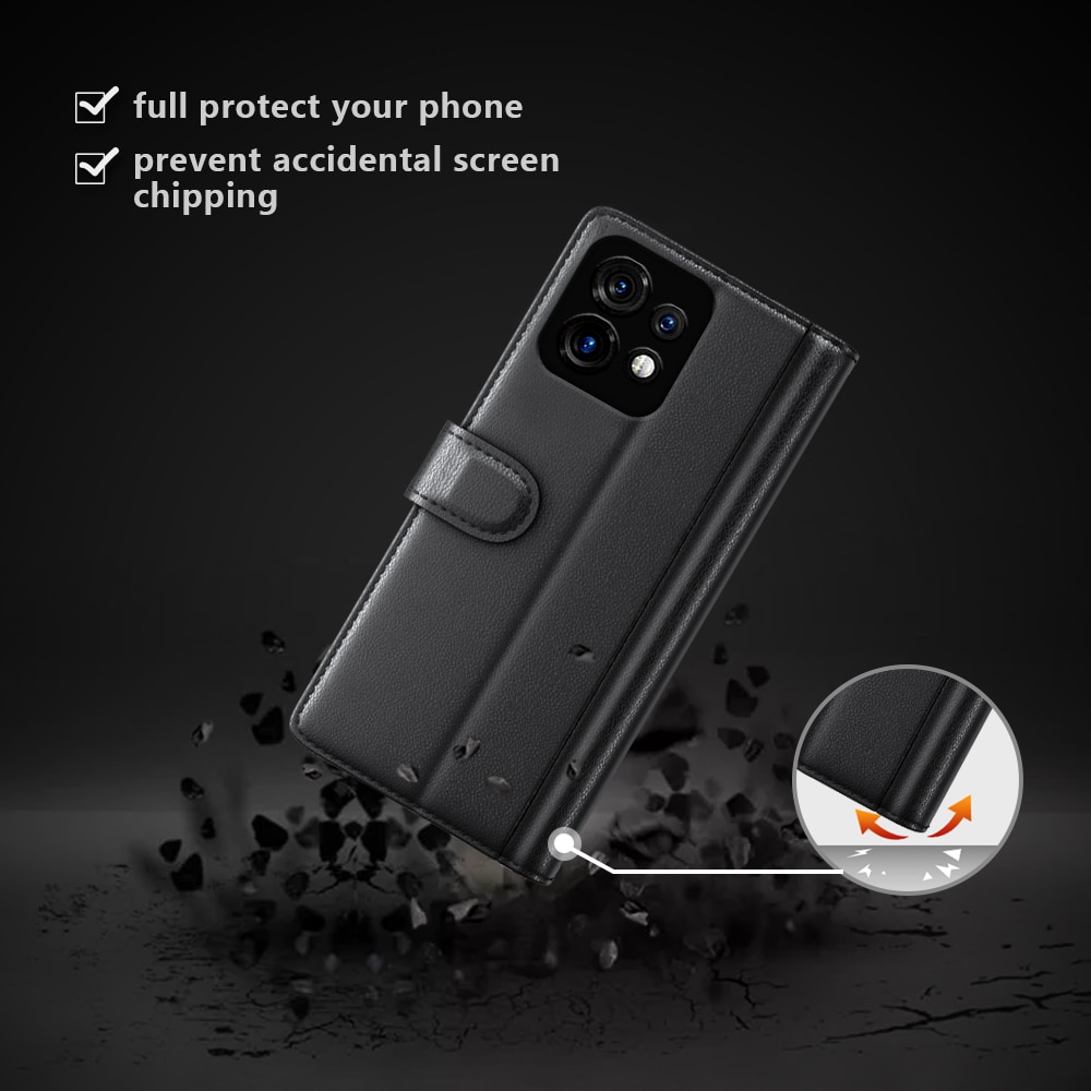 Funda de cuero genuino Motorola Edge 40 Pro, negro