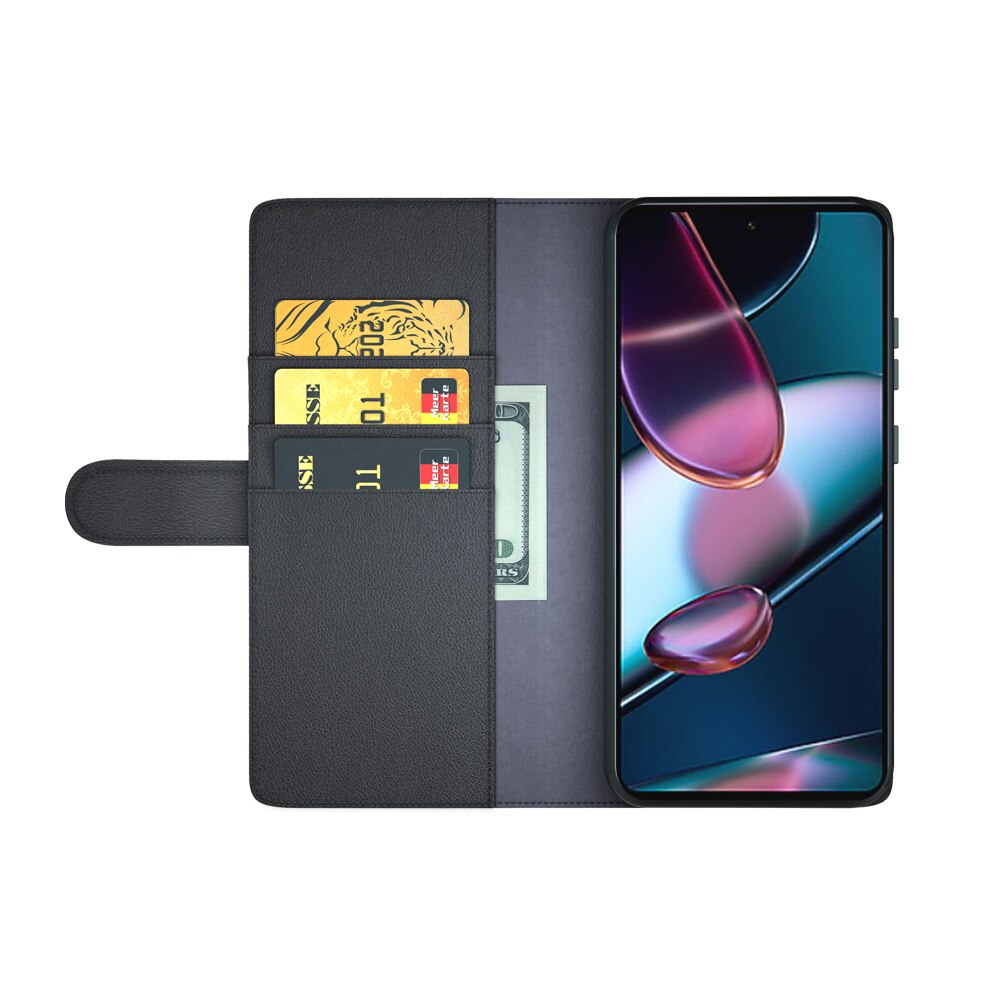 Funda de cuero genuino Motorola Edge 30, Negro