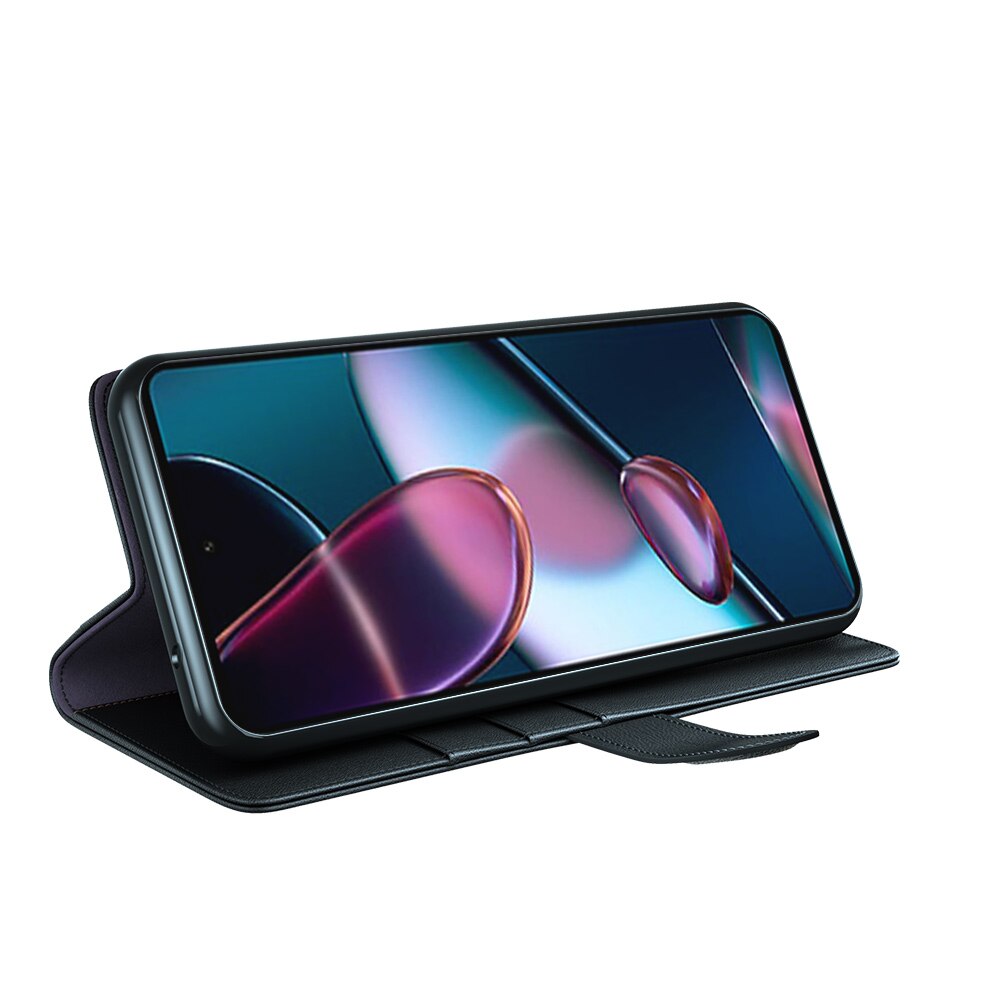 Funda de cuero genuino Motorola Edge 30, Negro