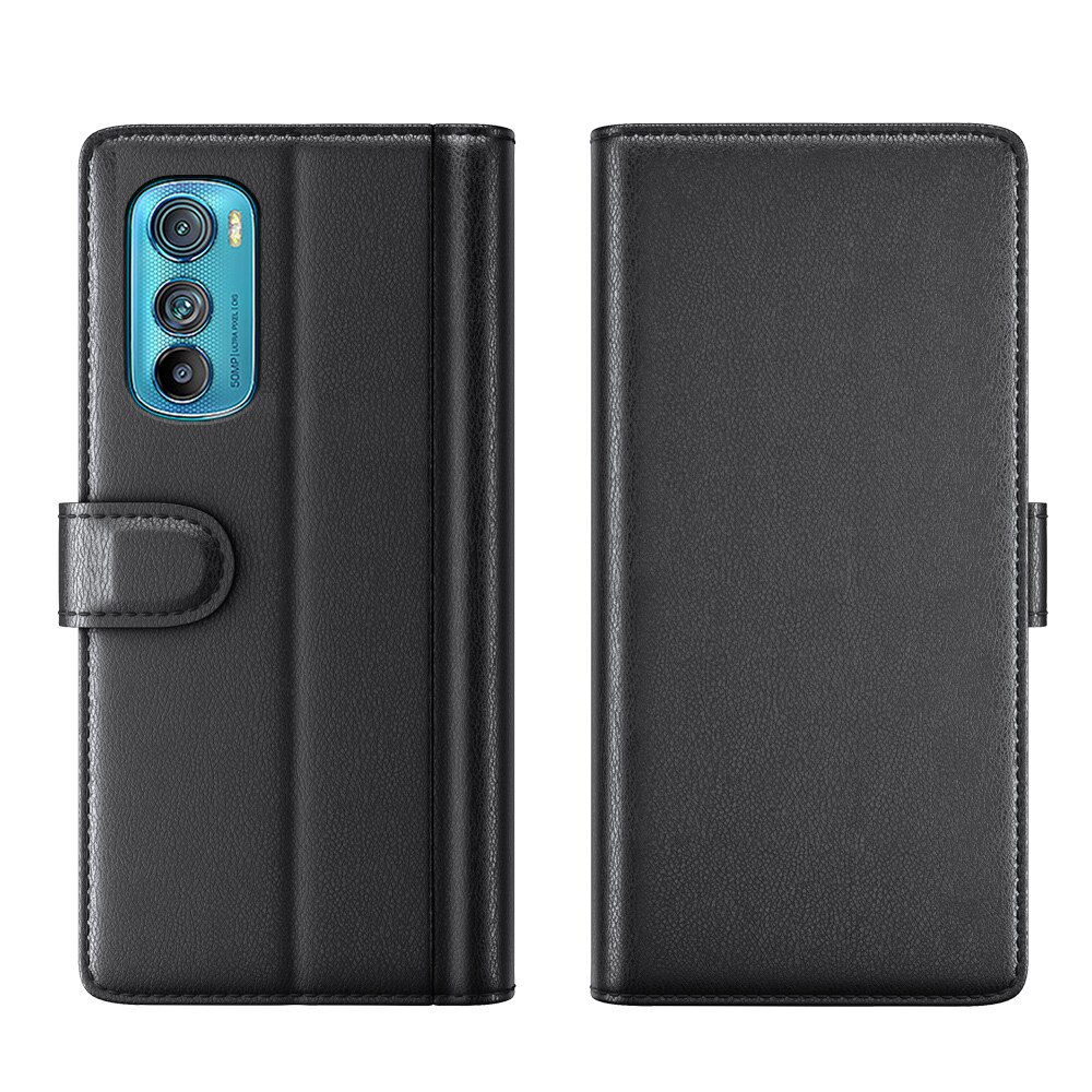 Funda de cuero genuino Motorola Edge 30, Negro