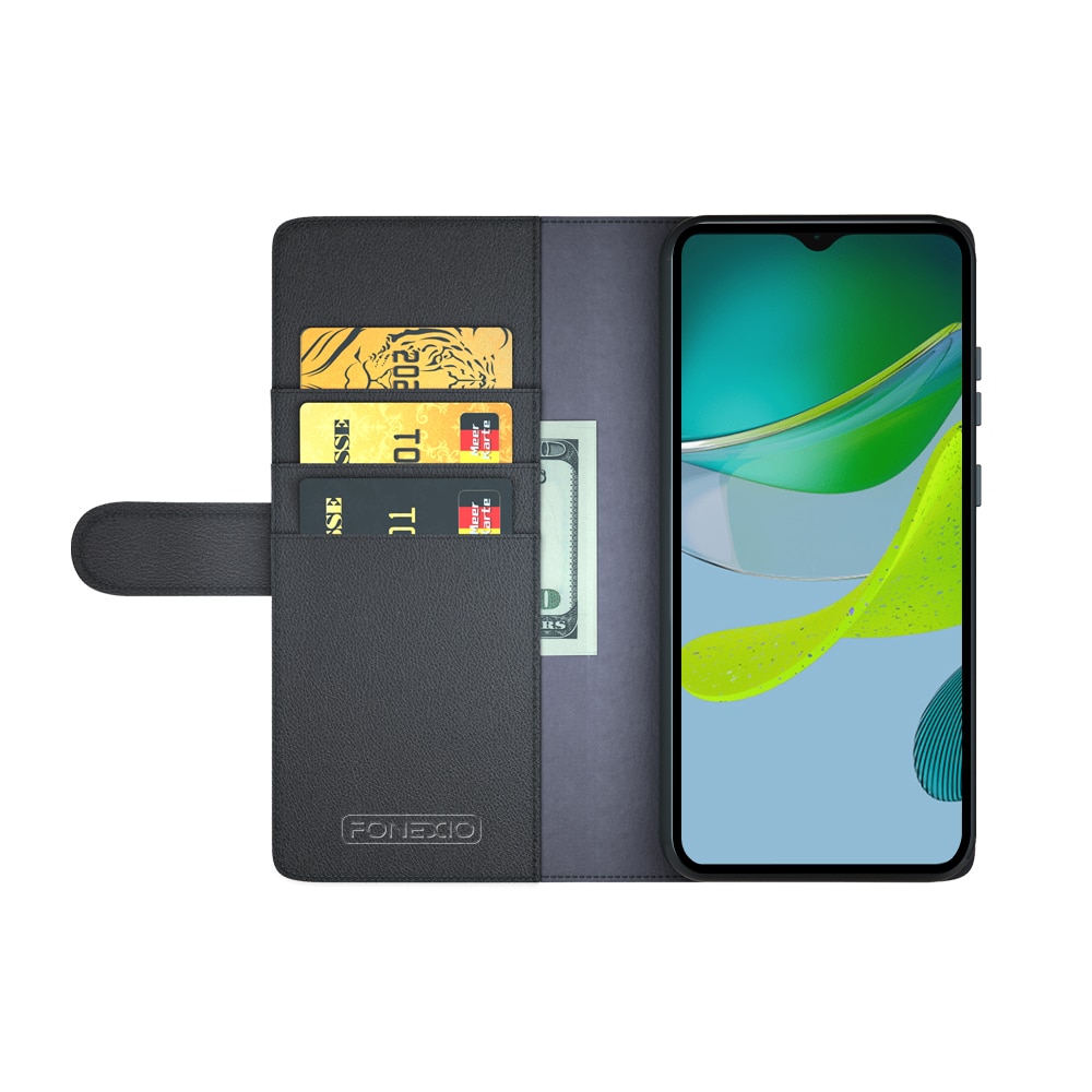 Funda de cuero genuino Motorola Moto E13, Negro
