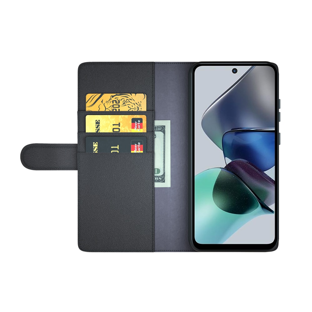 Funda de cuero genuino Motorola Moto G23, Negro